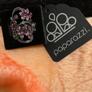 Paparazzi Silver Ring with Pink Accents